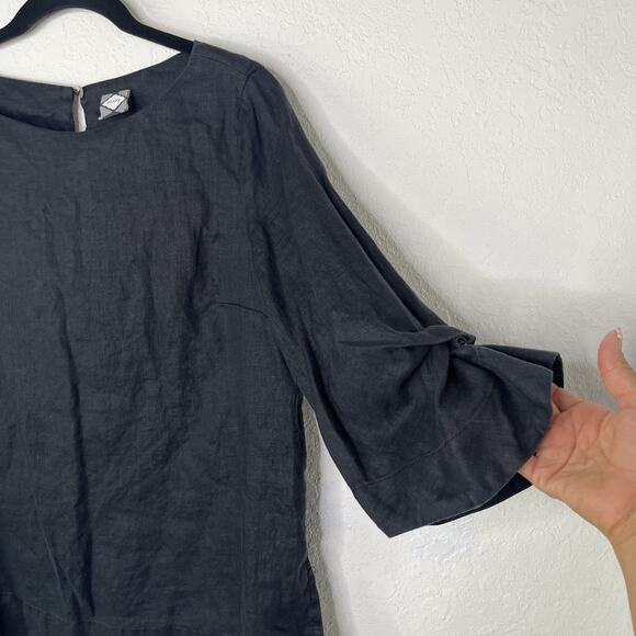 Souq Black Linen Blouse Size M pullover, Lagenlook, Boho, breathable, comfort - Picture 3 of 8